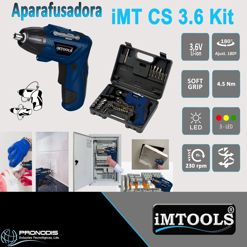 Aparafusadora sem fios iMTOOLS - iMT CS 3.6 Kit