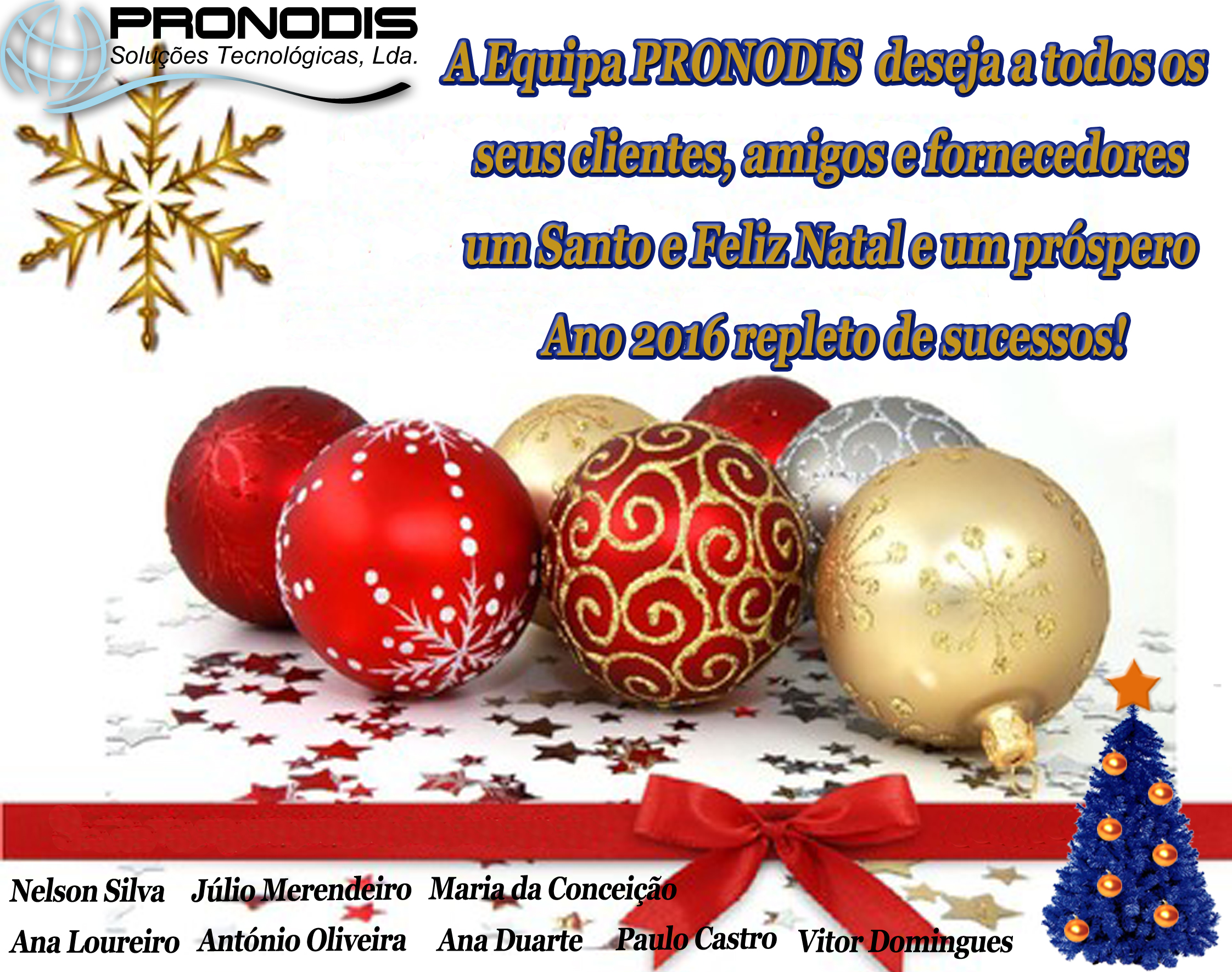 A Equipa Pronodis desejas a todos os seus amigos, clientes e fornecedores umas Boas Festas!!