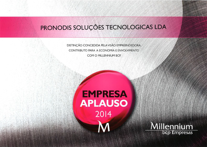 A Empresa Pronodis Lda, recebeu o Diploma de Empresa Aplauso 2014, como reconhecimento do seu desempenho.
